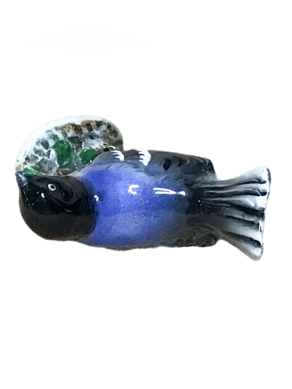 Vintage Blue Grosbeak Porcelain Bird Figurine Nature Animal Cottagecore - Picture 6 of 8